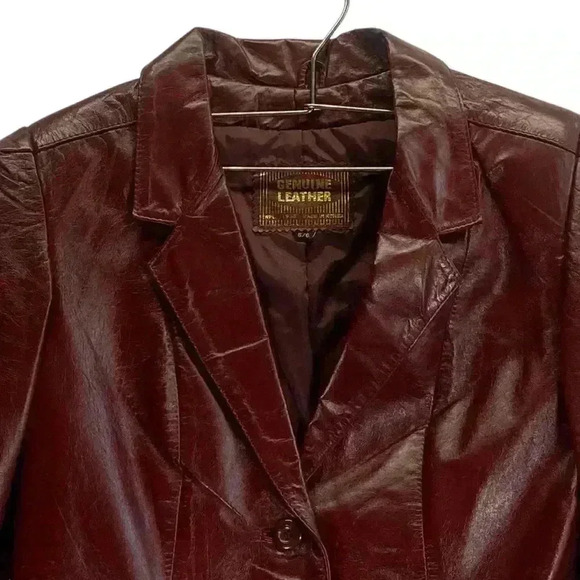 Vintage Women’s Genuine Leather Blazer Jacket. Size 5/6. Chestnut brown. - Picture 7 of 16